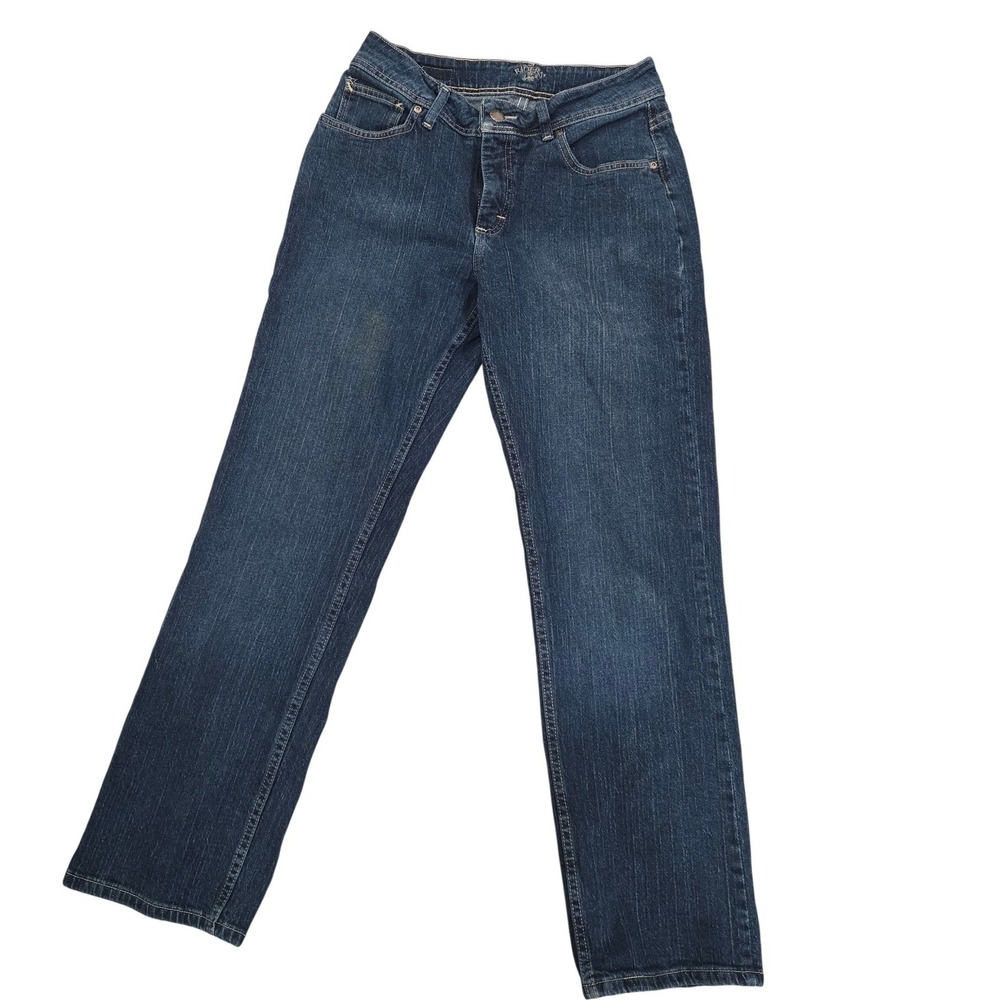 Riders by Lee Womens Dark Wash Straight Leg Jeans Size 8M Mid Rise 130186T